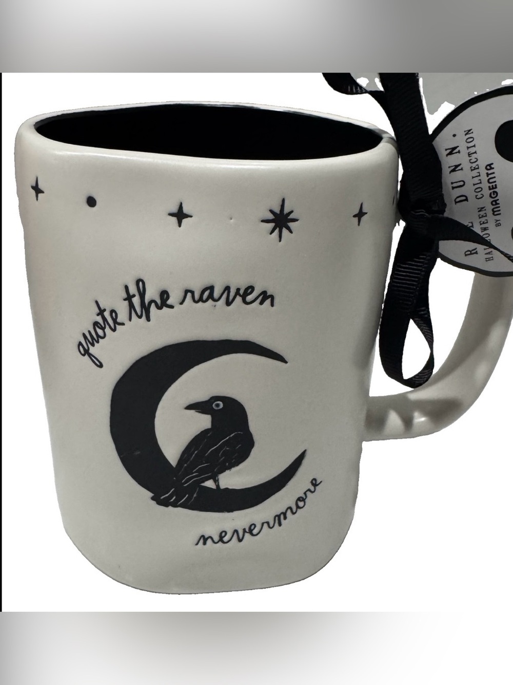 Rae Dunn Halloween Coffee Mug “Quote The Raven” “Nevermore” w/Raven on Moon NWT